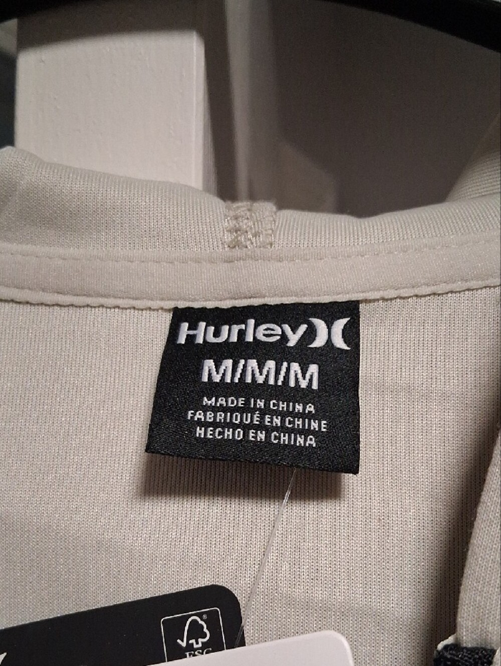 Hurley Bone Zip-Up Hoodie with Black Trim - Picture 4 of 12